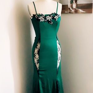 Emerald green long dress S